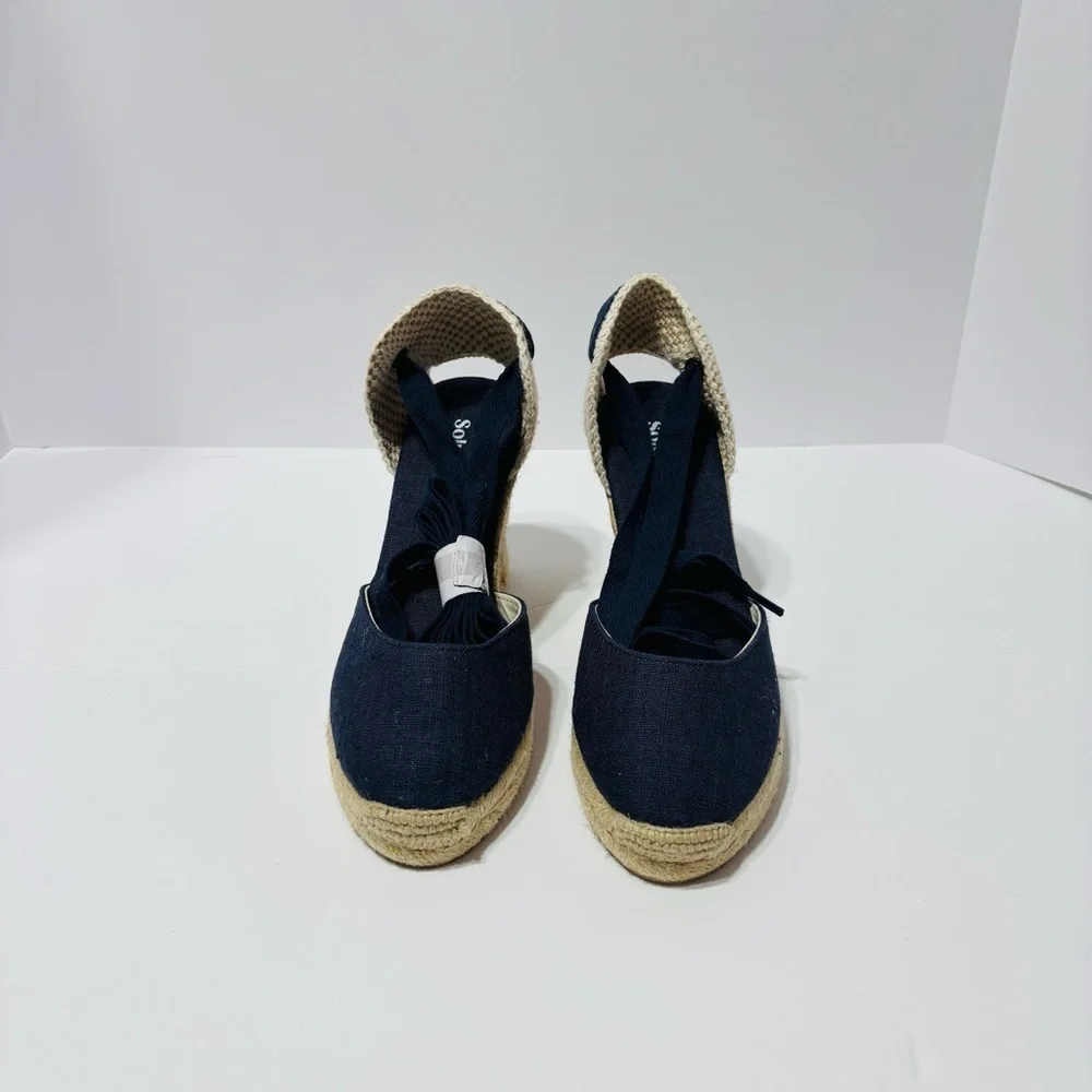 Soludos Blue and Cream
Espadrille Wedges with Ankle Strap - Picture 5 of 9